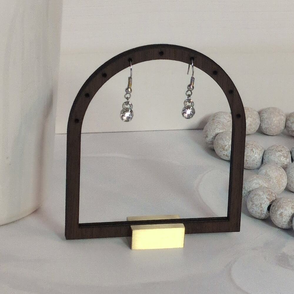 Delicate VTG 2010s Paparazzi Silver-Tone & White Crystal Dangle Pierced Earrings